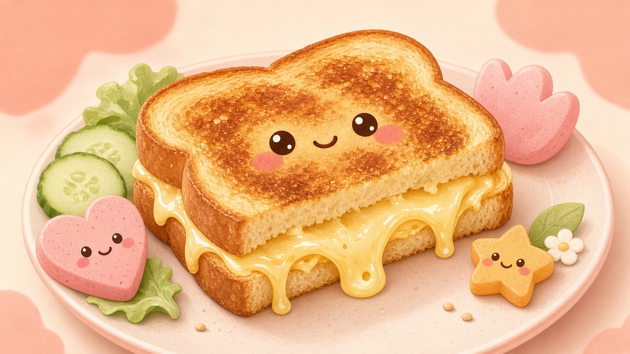 Cheese toastie — cartoon recipe illustration