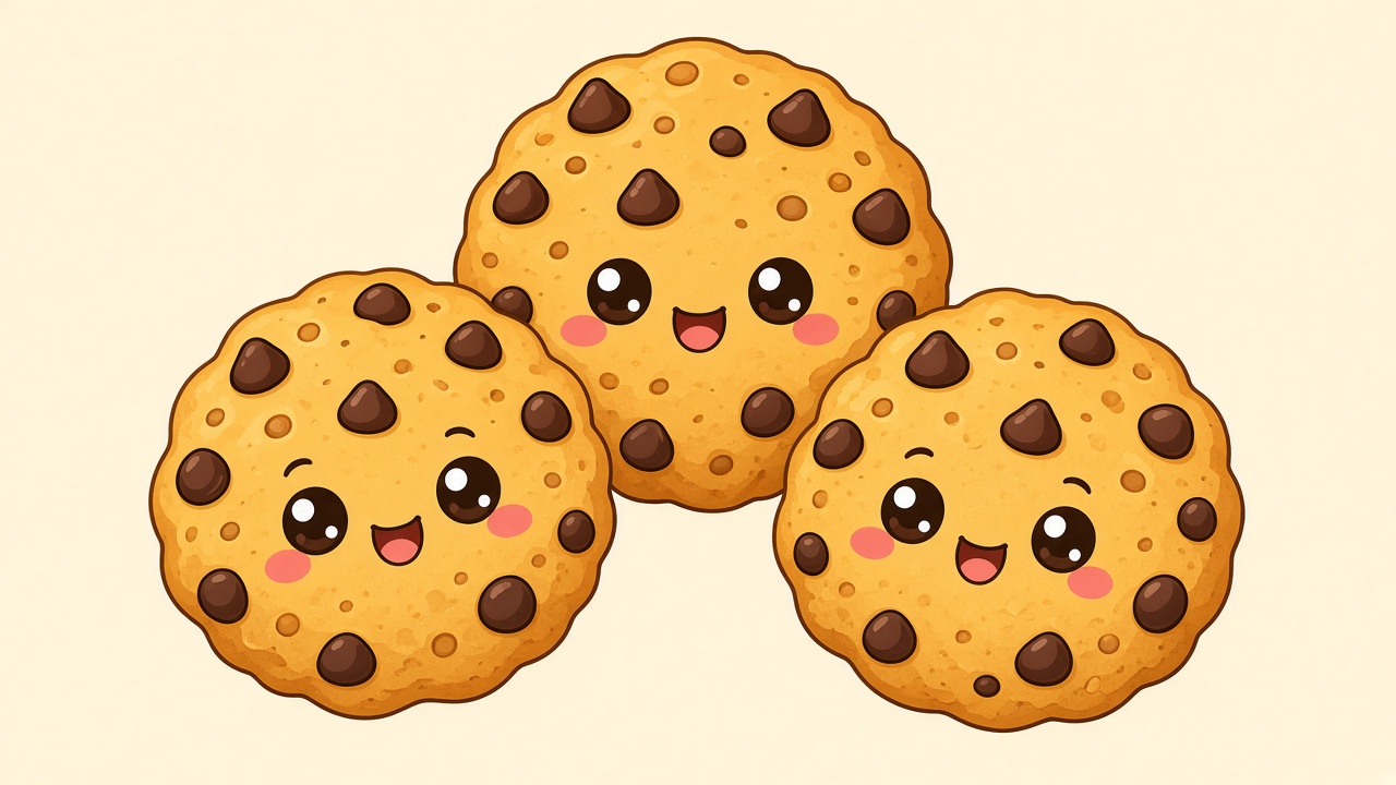 Chocolate chip cookies — cartoon recipe illustration