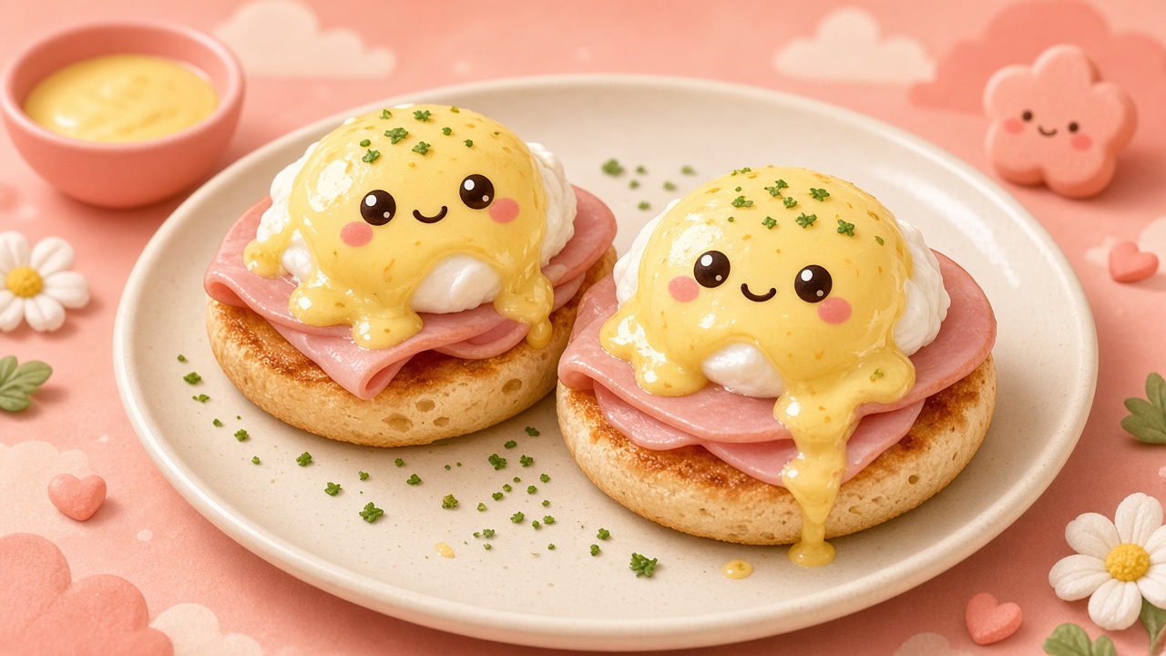 Eggs Benedict (easy) — cartoon recipe illustration