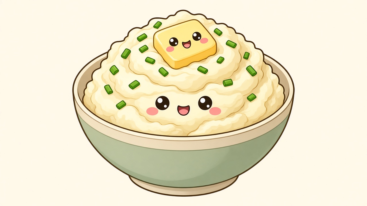 Mashed potato — cartoon recipe illustration