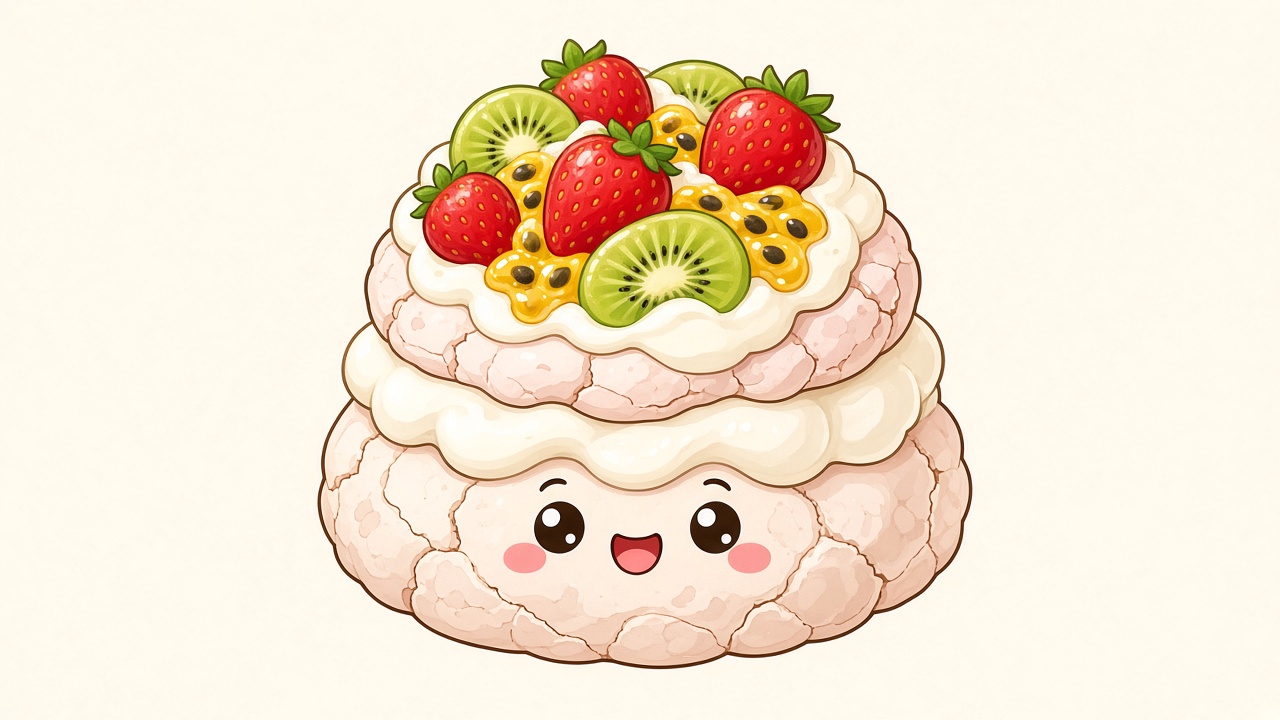 Pavlova — cartoon recipe illustration